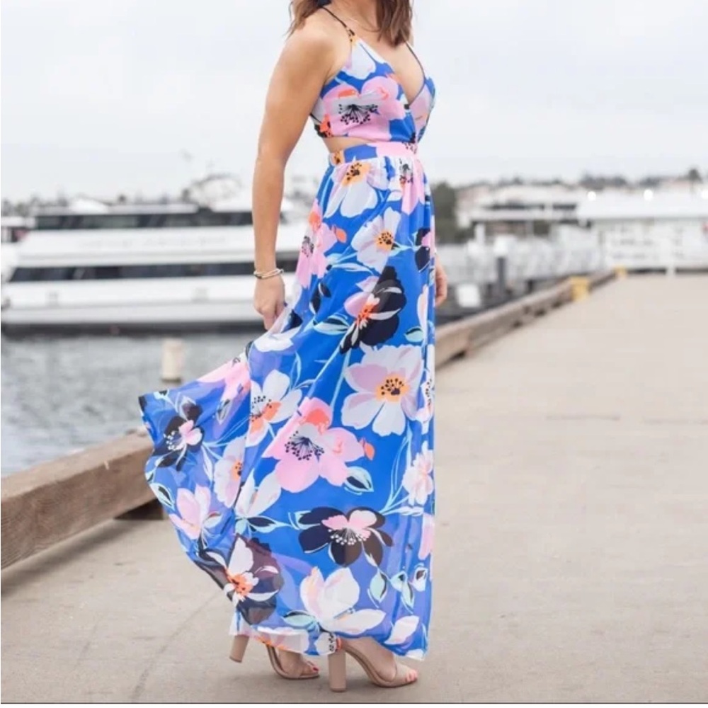 Express Blue Floral Maxi Dress